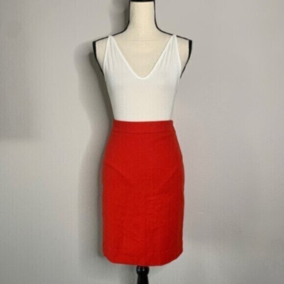 J. Crew Red Wool Blend Mini Pencil Skirt - Picture 1 of 11